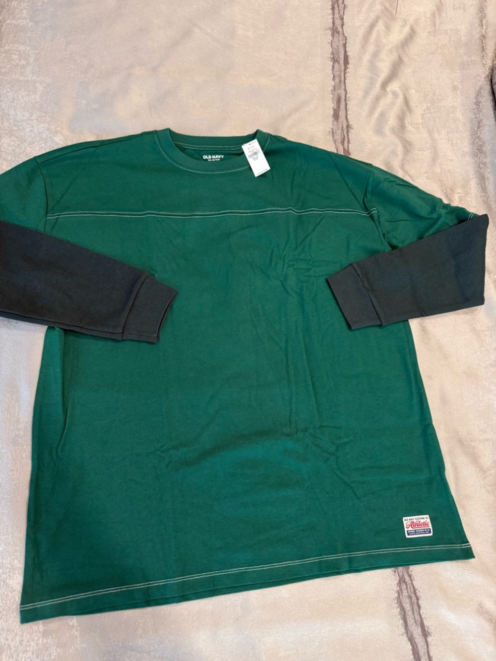 Old Navy Forest Green Tee with Black Contrast Sleeves